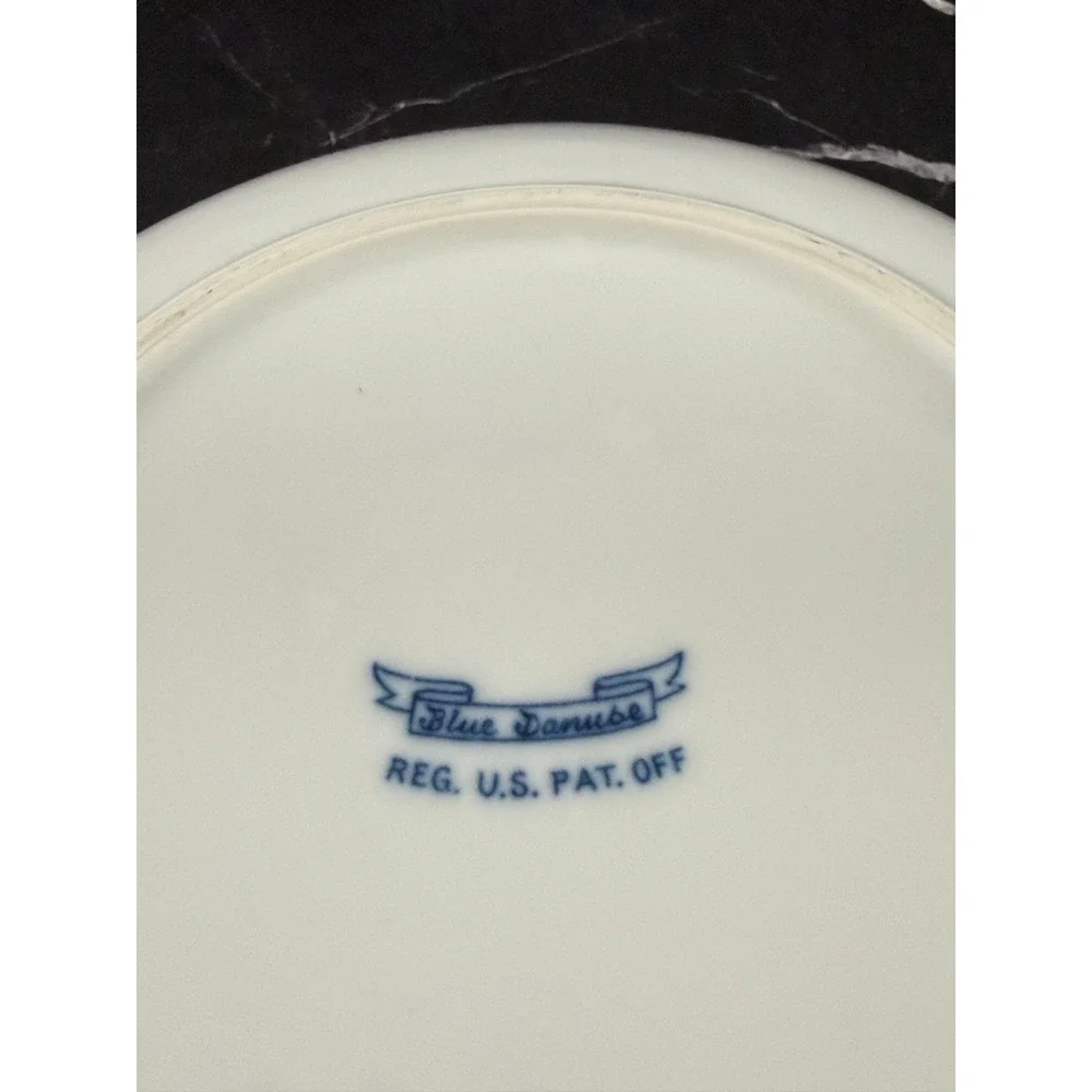 VTG Blue Danube Blue Onion 10in Serving Vegetable Bowl Banner Backstamp